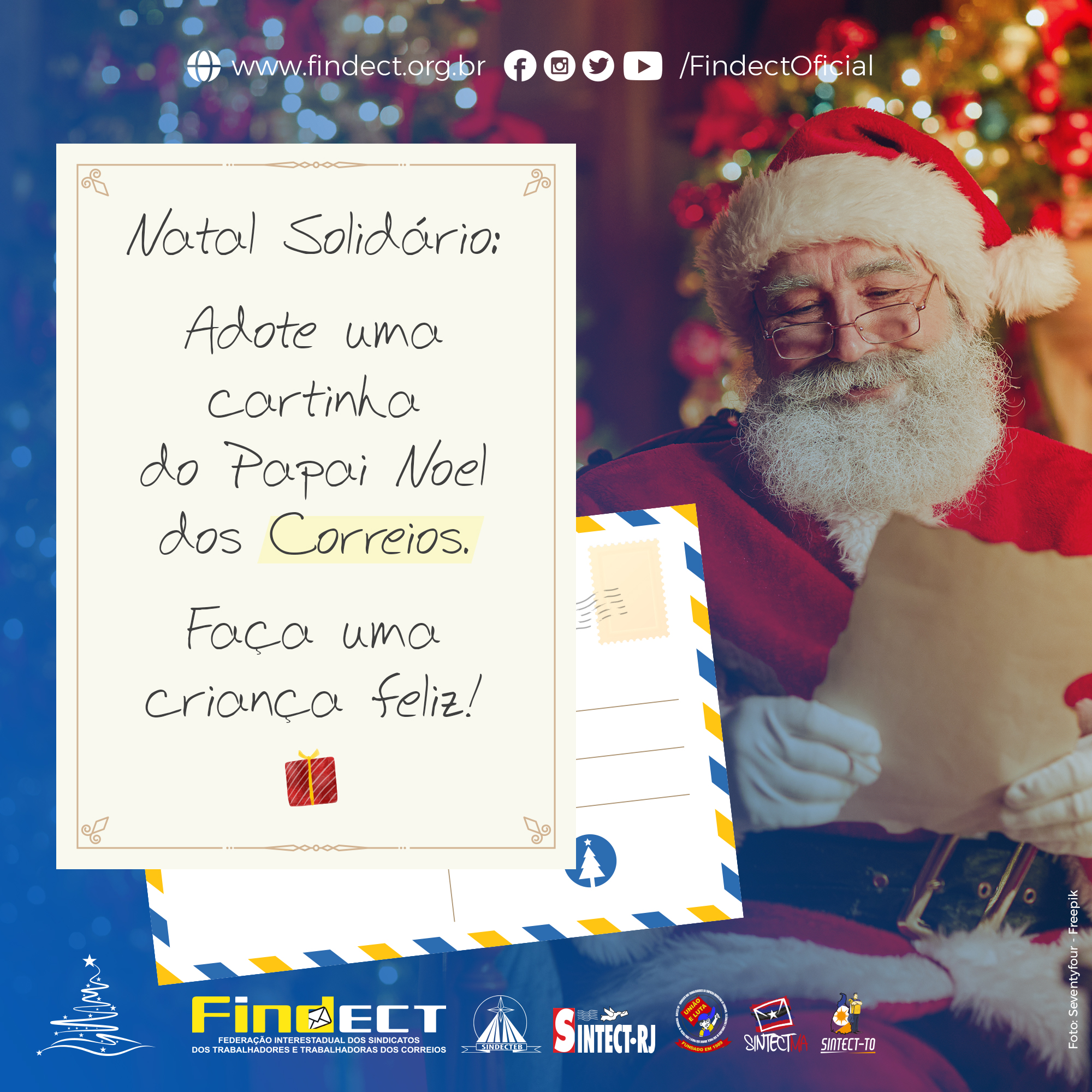 Natal solidário Adoção de cartinhas para o Papai Noel dos Correios