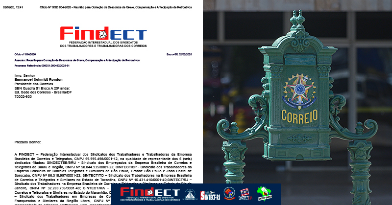 FINDECT cobra dos Correios correção imediata dos descontos da greve
